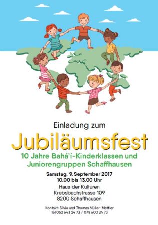 Jubiläumsfest – 10 Jahre Bahá’í-Kinderklassen und Juniorengruppen Schaffhausen