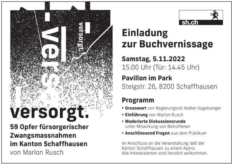 Marlon Rusch – «Versorgt. 59 Opfer fürsorgerischer Zwangsmassnahmen im Kanton Schaffhausen»