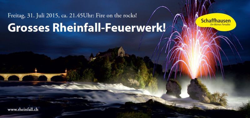 «Fire on the rocks» – Feuerwerk am Rheinfall