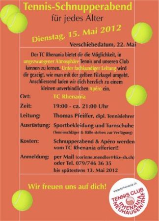 Schnupperabend Tennisclub Rhenania